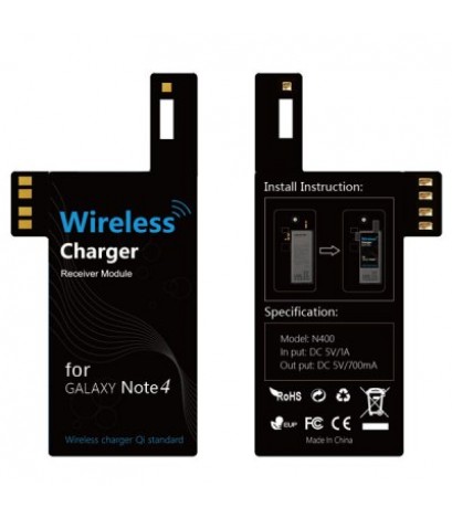 Mini Qi Certified Practical Wireless Charger Receiver for N9100