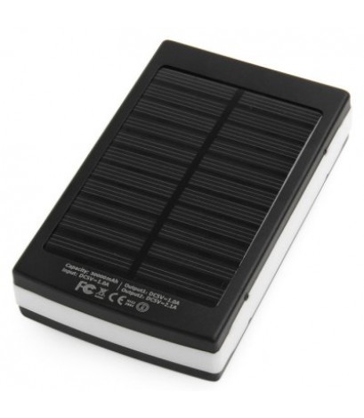 30000mAh Solar Mobile Power Bank Camping Lamp Design Dual USB Ports External Battery Charger