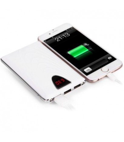 20000mAh Portable Power Bank 3 USB Output Interface LCD Display Dual LED Light Wave Design