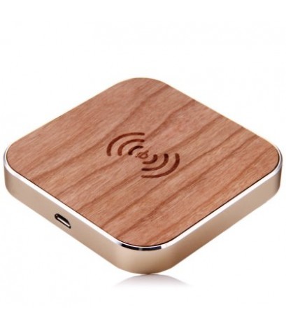 Wooden Portable Qi Standard Wireless Charger Transmitter Charging Pad with USB Cable