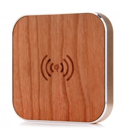 Wooden Portable Qi Standard Wireless Charger Transmitter Charging Pad with USB Cable