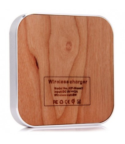 Wooden Portable Qi Standard Wireless Charger Transmitter Charging Pad with USB Cable