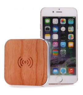 Wooden Portable Qi Standard Wireless Charger Transmitter Charging Pad with USB Cable