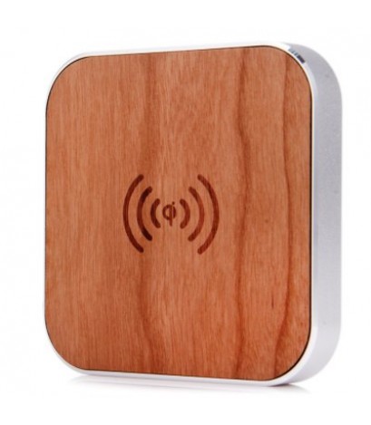 Wooden Portable Qi Standard Wireless Charger Transmitter Charging Pad with USB Cable