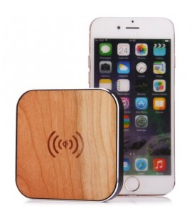 Wooden Portable Qi Standard Wireless Charger Transmitter Charging Pad with USB Cable