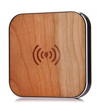 Wooden Portable Qi Standard Wireless Charger Transmitter Charging Pad with USB Cable