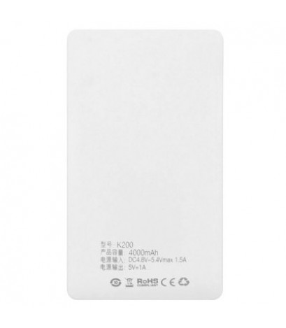 K200 4000mAh Business Card Portable Power Bank Built-in Micro USB Cable Ultra-thin Design