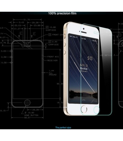 5pcs/lot 0.3mm 9H Premium Tempered Glass For iPhone 5S 5 5G 5C Screen Explosion-proof Protector Film,Free Shipping