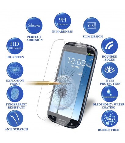 Front 0.3mm 9H 2.5D Explosion-proof Premium Tempered Glass Screen Protector for For Samsung S3 Protective Film